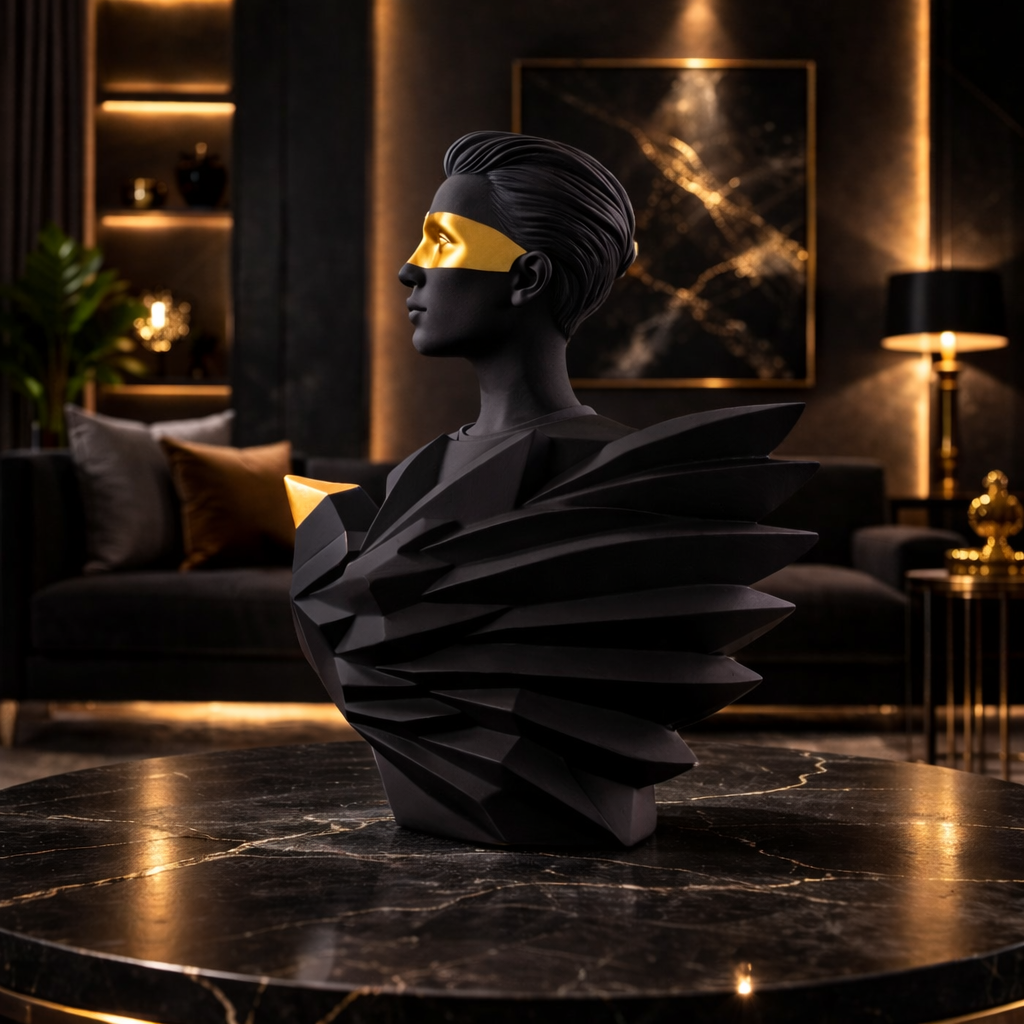 Luxury Black Bird Lady Decor Statue | EnamorarDecor