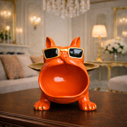 Luxury Orange French Bulldog Statue & Key Tray | EnamorarDecor