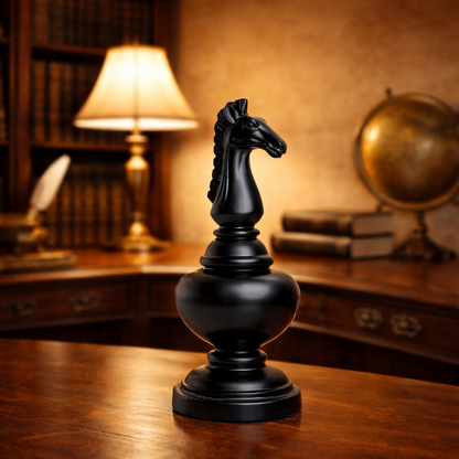 Luxury Black Chess Pieces King, Queen & Knight | EnamorarDecor