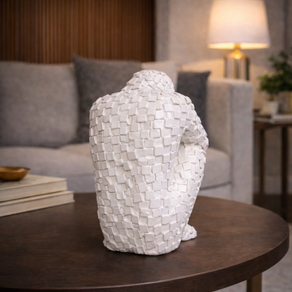Luxury White Mosaic Thinking Man Abstract Statue | EnamorarDecor