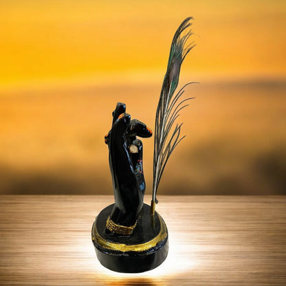Lord Krishna Hand with Flute Antique Sculpture (Black) | EnamorarDecor
