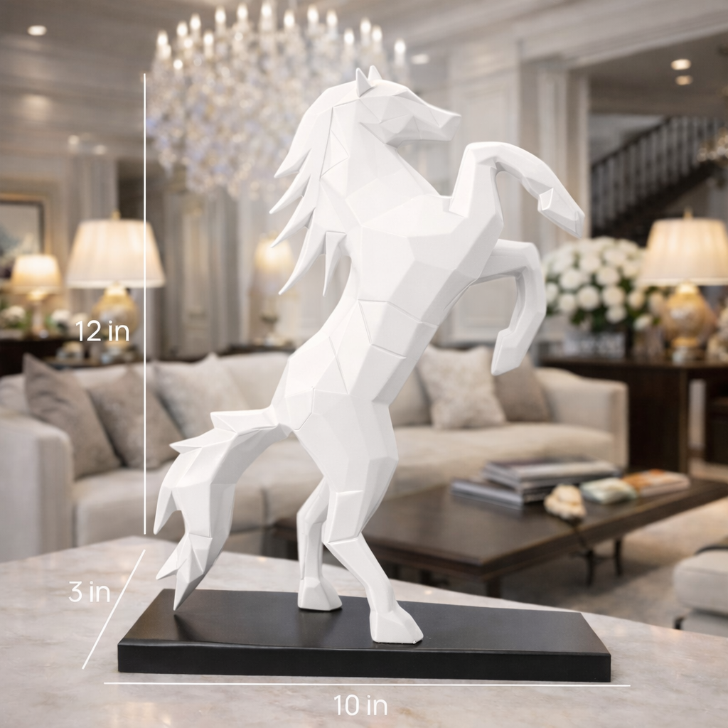 Royal White Rearing Victory Ferrari Horse Statue | EnamorarDecor