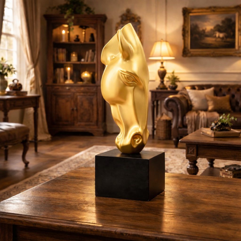Luxury Golden Horse Head Accent Decor | EnamorarDecor
