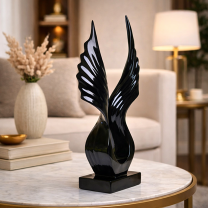 Luxury Black Abstract Angel Wings Statue | EnamorarDecor