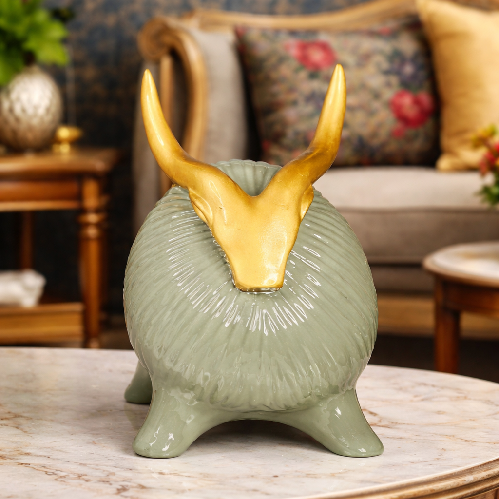 Luxury Greenish Yak Decor Statue | EnamorarDecor