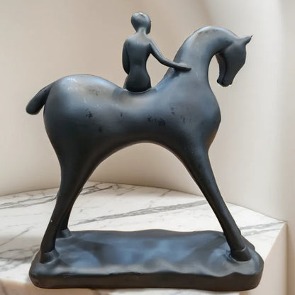 Black Horse Lady Resin Statue | EnamorarDecor
