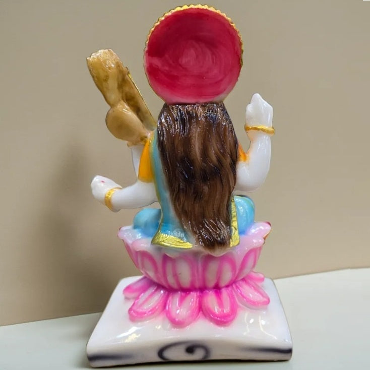 Small Goddess Saraswati Sitting on Lotus Statue | EnamorarDecor