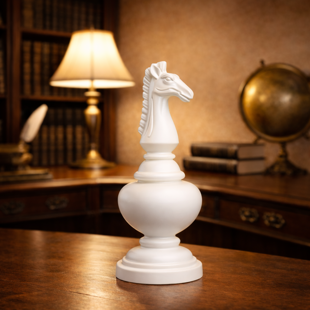 Luxury White Chess Pieces King, Queen & Knight | EnamorarDecor