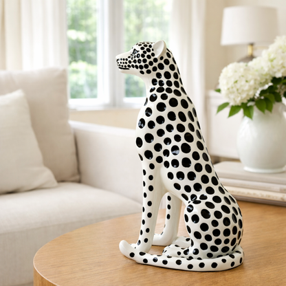 Luxury White Snow Small Cheetah Statue | EnamorarDecor