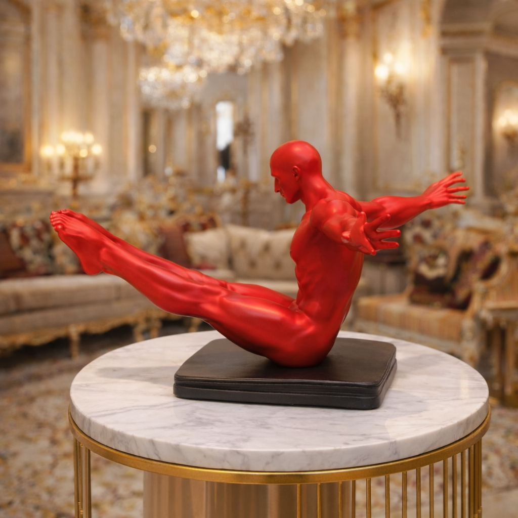 Luxury Red Sitting Gymnast Decor Sculpture | EnamorarDecor