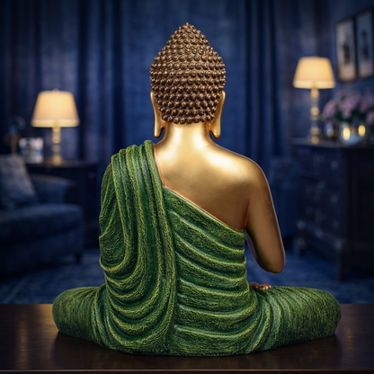 Luxury Big Golden & Green Buddha Statue | EnamorarDecor