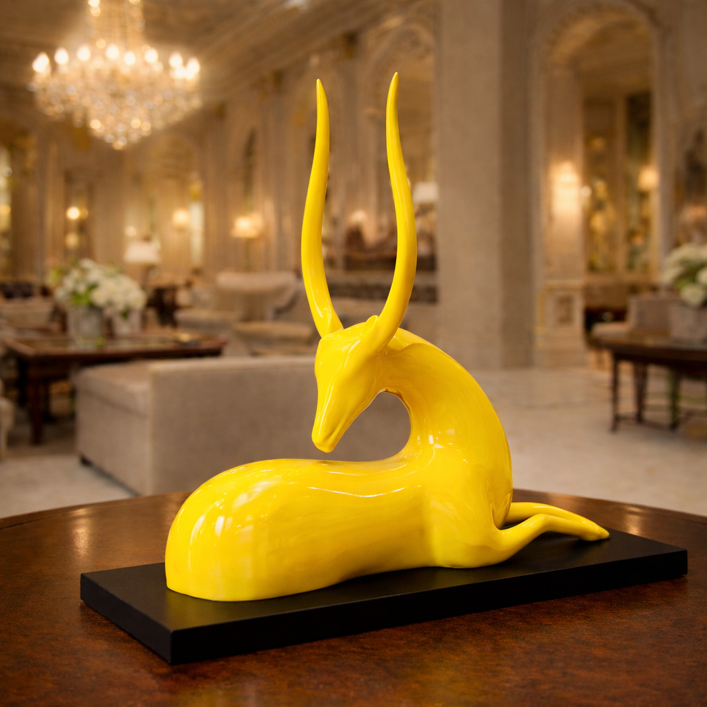 Luxury Yellow Big Deer Statement Decor | EnamorarDecor