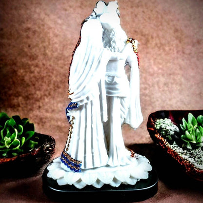 Marble Finish Multicolor Radha Krishna Standing Statue | EnamorarDecor