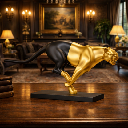 Luxury Black Leap of Life Panther Statue | EnamorarDecor
