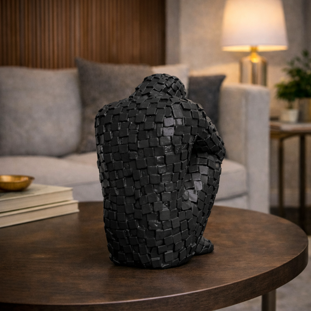 Luxury Black Mosaic Thinking Man Abstract Statue | EnamorarDecor