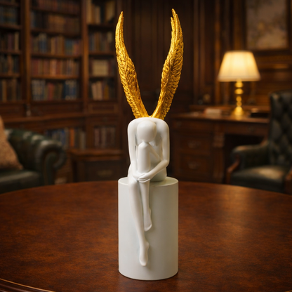 Golden Wings White Angel Sculpture | EnamorarDecor