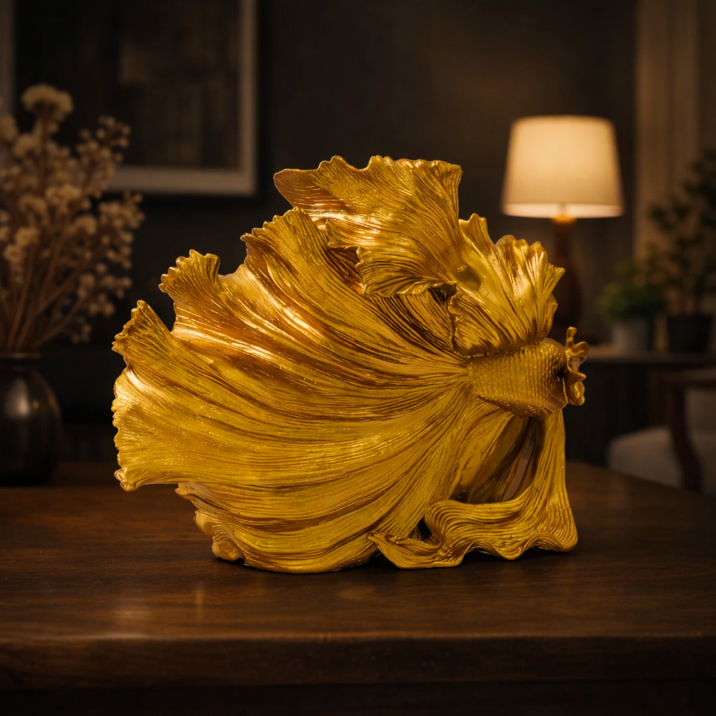 Luxury Golden Betta Fish Showpiece | EnamorarDecor