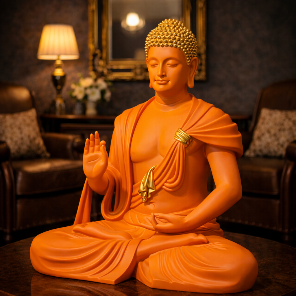 Luxury Orange Big Buddha Premium Statue | EnamorarDecor