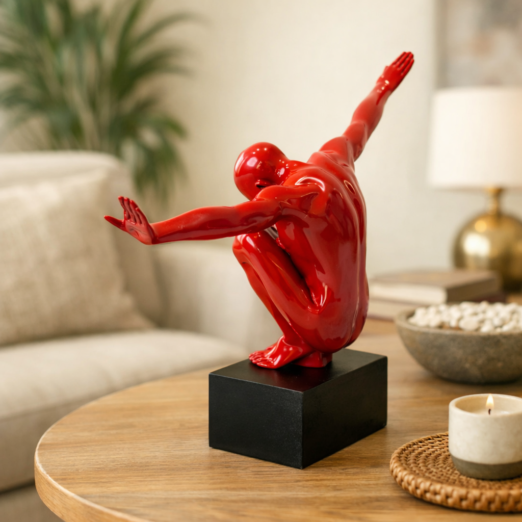 Luxury Red Gymnast Man Decorative Showpiece | EnamorarDecor