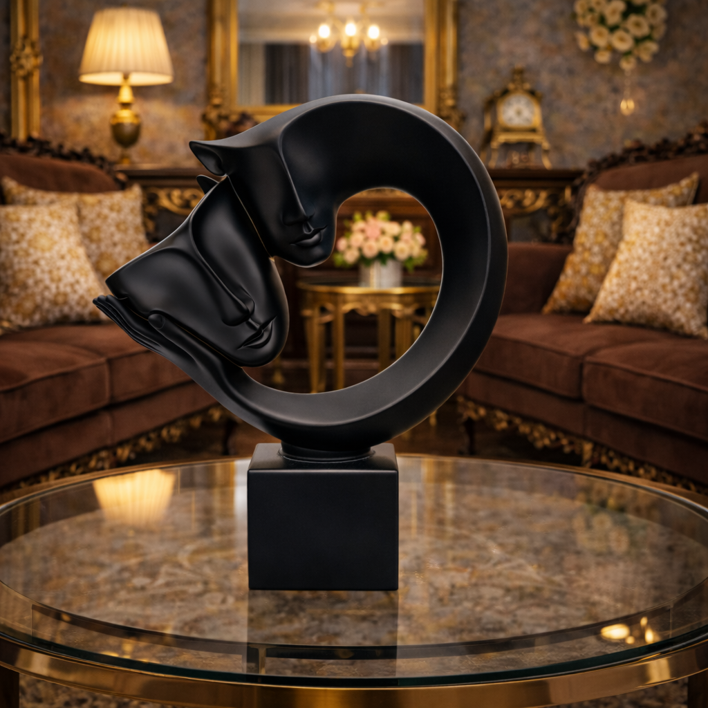 Luxury Black Masked Couple Sculpture | EnamorarDecor