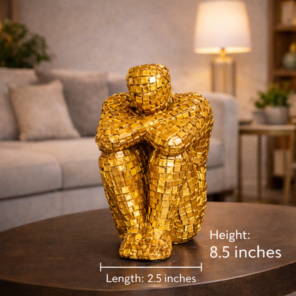 Luxury Golden Mosaic Thinking Man Abstract Statue | EnamorarDecor