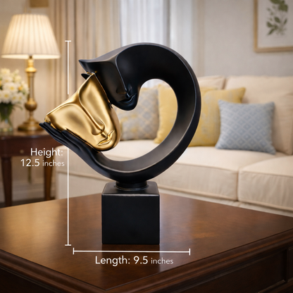 Luxury Black Gold Masked Couple Sculpture | EnamorarDecor