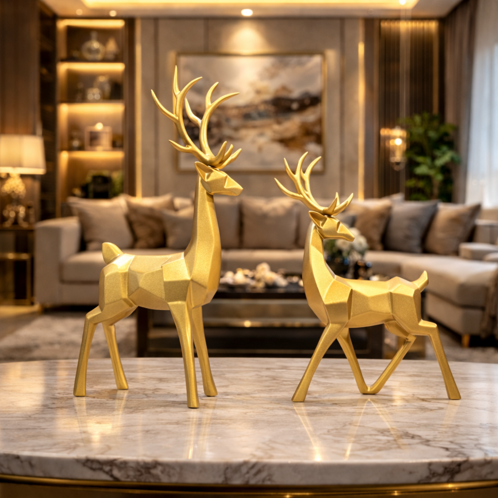 Luxury Golden Reindeer Set Showpiece | EnamorarDecor