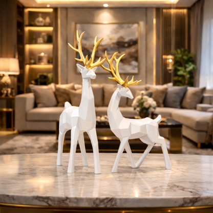 Luxury White Reindeer Set Showpiece | EnamorarDecor