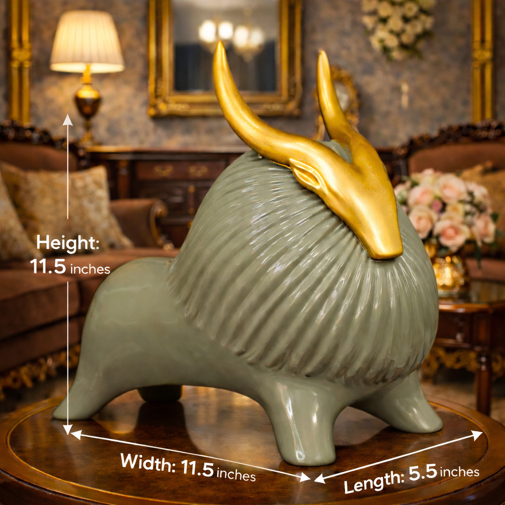 Luxury Greenish Yak Decor Statue | EnamorarDecor