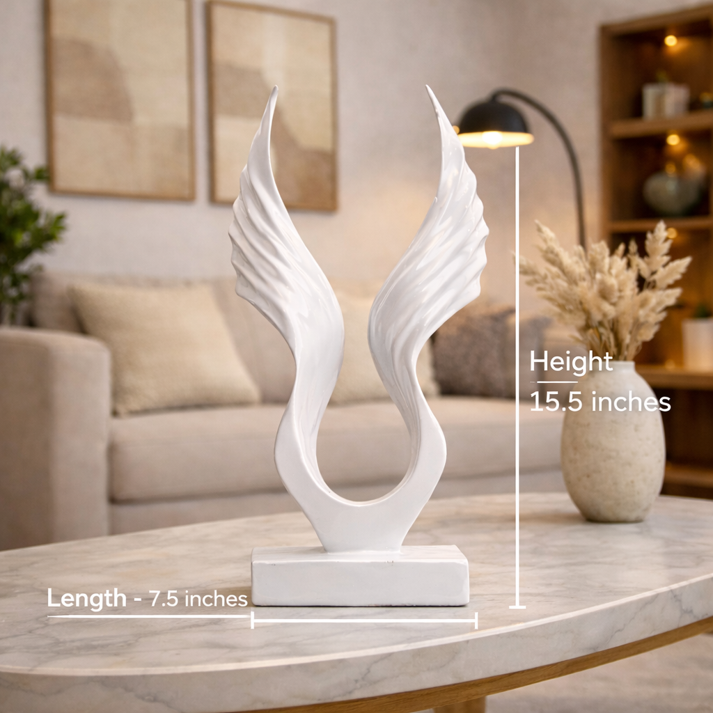 Luxury White Abstract Angel Wings Statue | EnamorarDecor