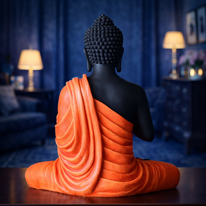 Luxury Big Black & Orange Buddha Statue | EnamorarDecor