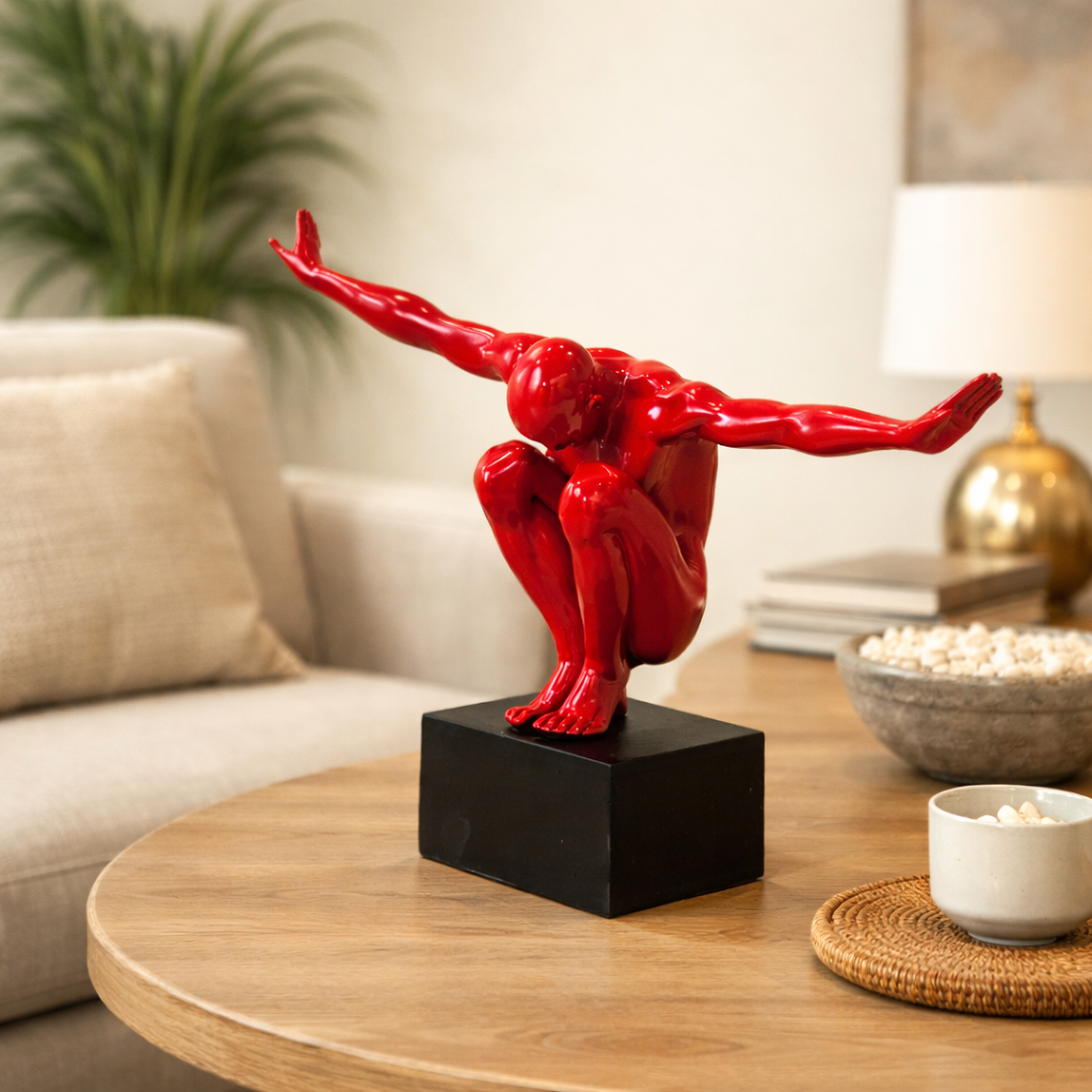 Luxury Red Gymnast Man Decorative Showpiece | EnamorarDecor