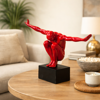 Luxury Red Gymnast Man Decorative Showpiece | EnamorarDecor