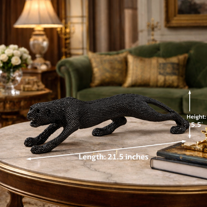 Luxury Black Dotted Cheetah Long Sculpture | EnamorarDecor