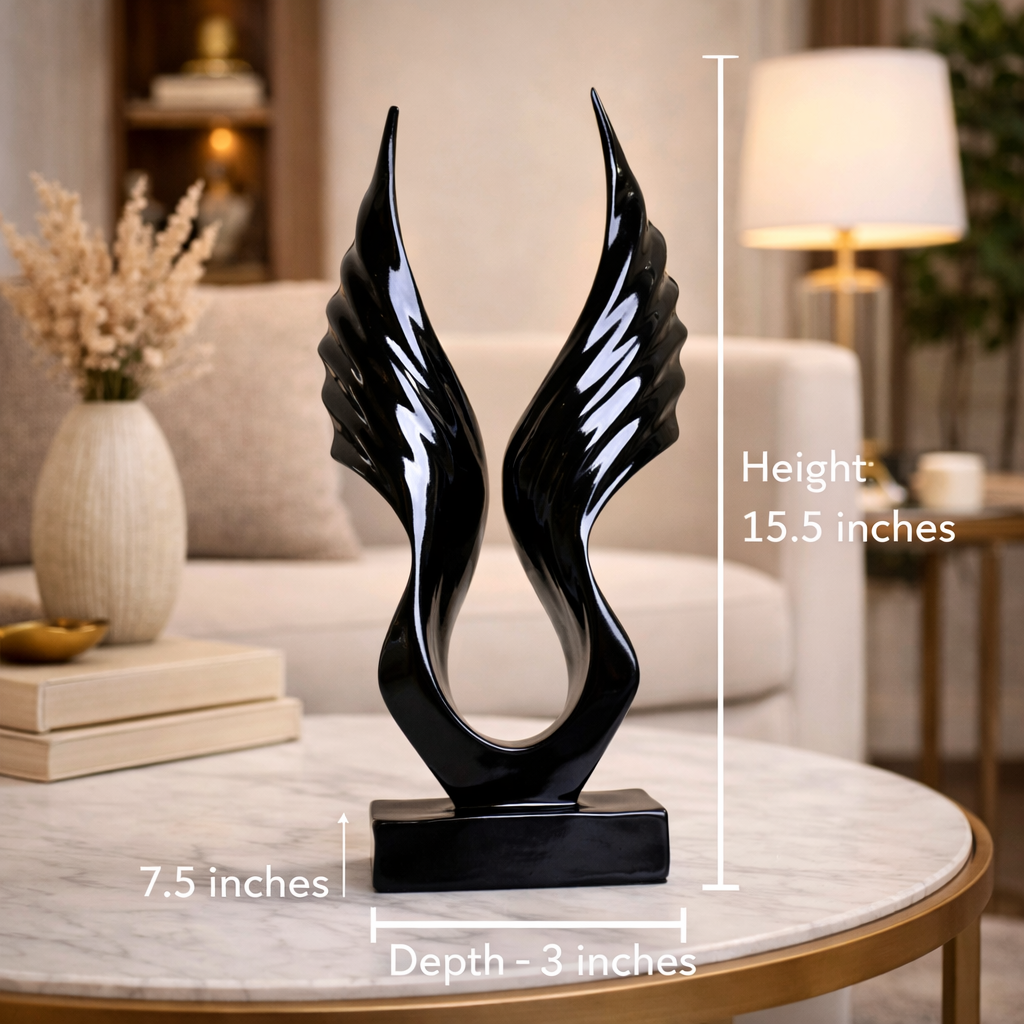 Luxury Black Abstract Angel Wings Statue | EnamorarDecor