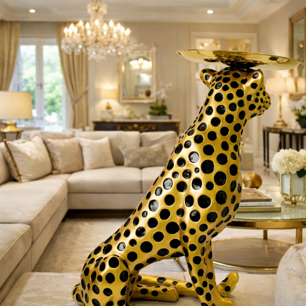 Luxury Big Golden Cheetah Statement Decor | EnamorarDecor