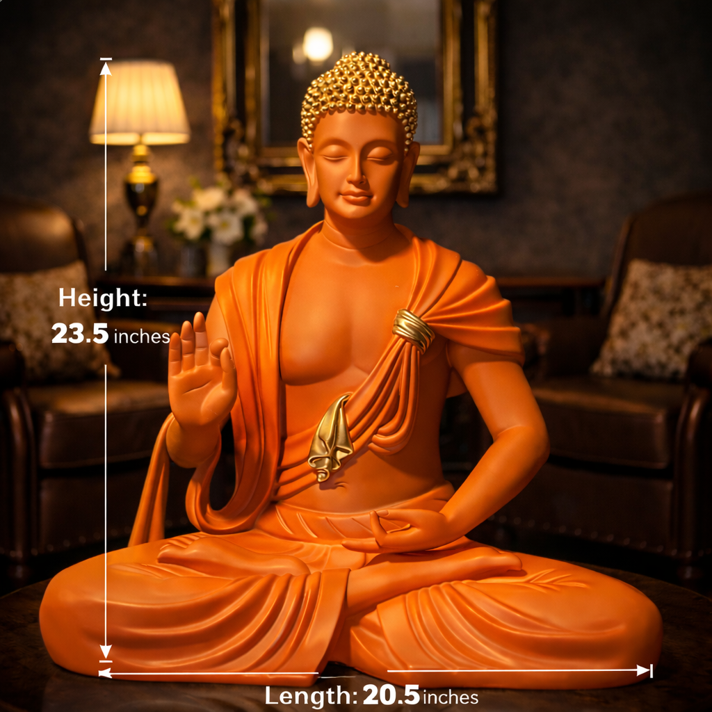 Luxury Orange Big Buddha Premium Statue | EnamorarDecor