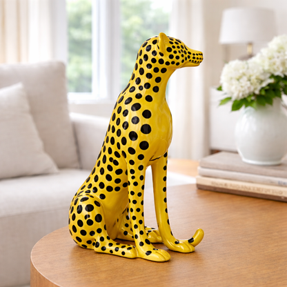 Luxury Yellow Small Cheetah Statue | EnamorarDecor