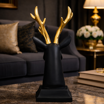 Luxury Black Deer Head Gold Horn Decor | EnamorarDecor