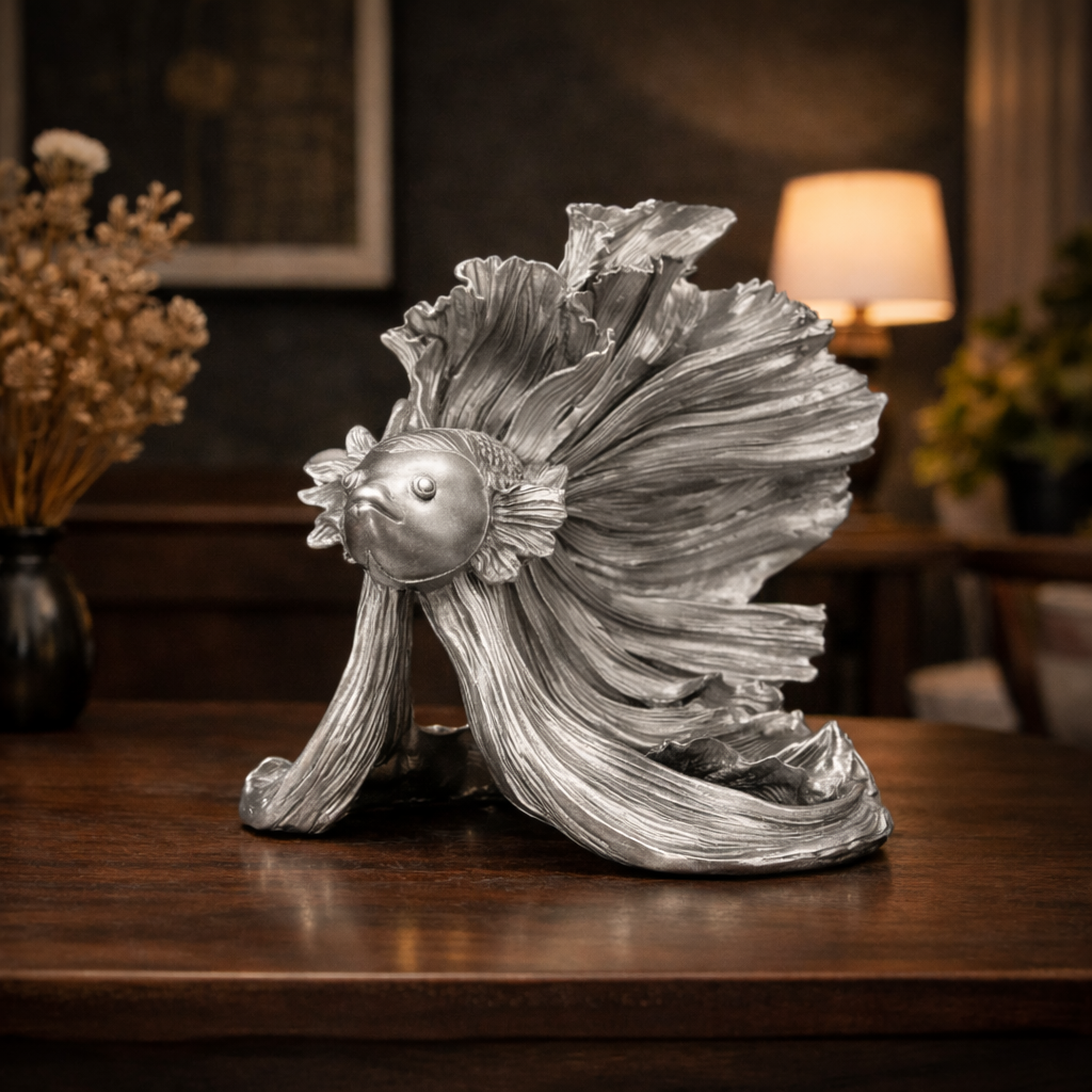 Luxury Silver Betta Fish Showpiece | EnamorarDecor