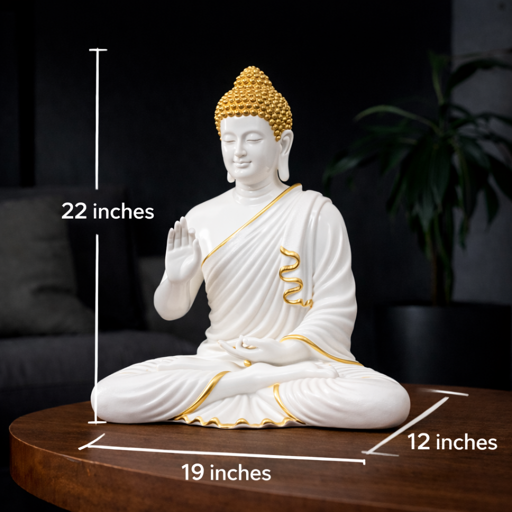 Luxury Big White & Golden Buddha Statue | EnamorarDecor