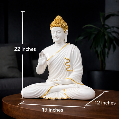 Luxury Big White & Golden Buddha Statue | EnamorarDecor