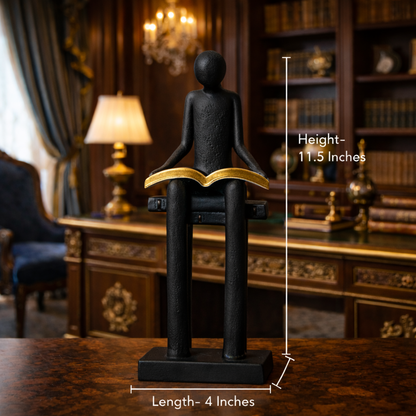 Luxury Black Reading Man Book Statue | EnamorarDecor