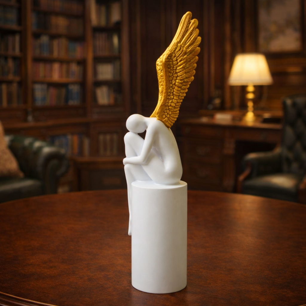 Golden Wings White Angel Sculpture | EnamorarDecor