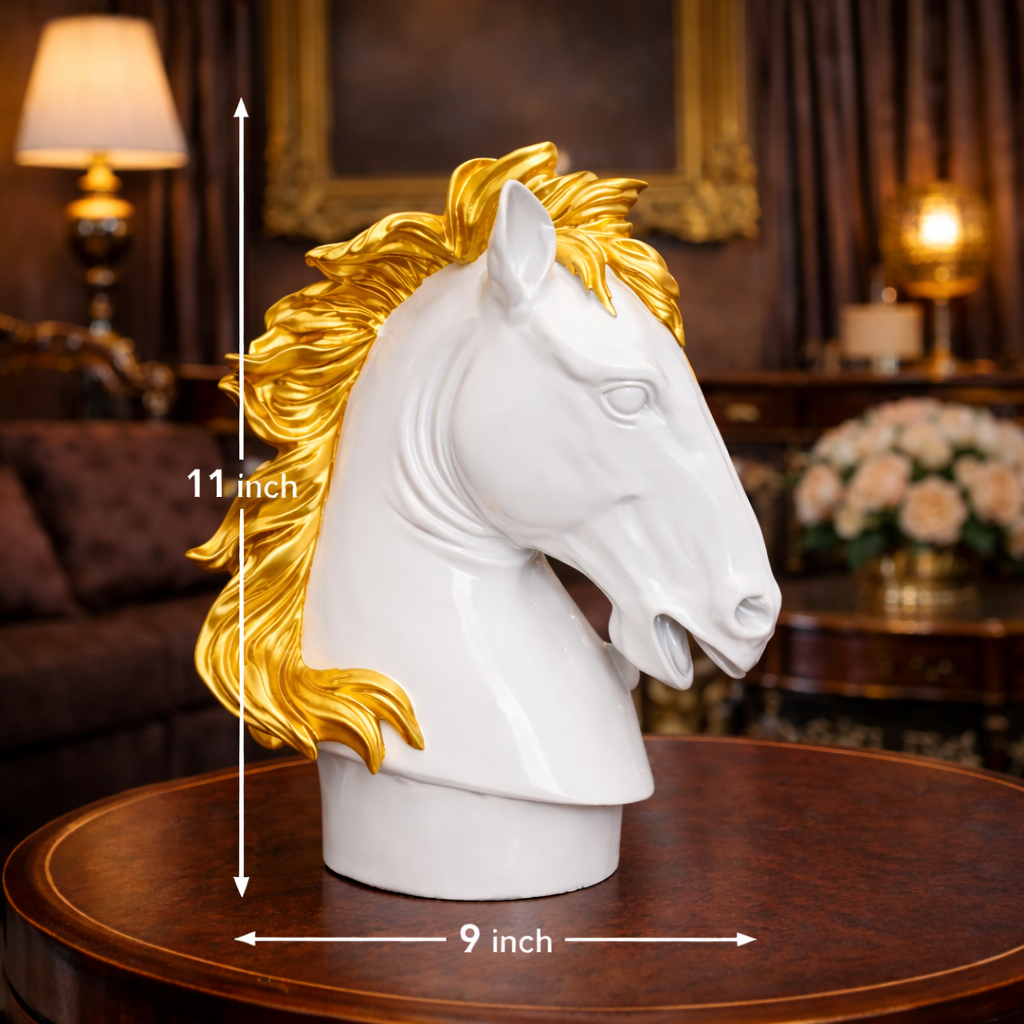 Luxury White Jack Horse Decor Sculpture | EnamorarDecor