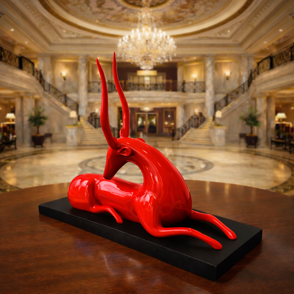 Luxury Red Big Deer Statement Decor | EnamorarDecor