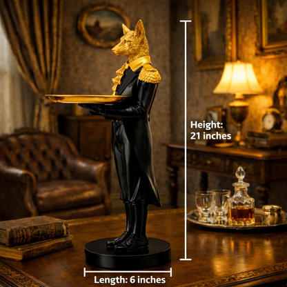 Luxury Black Wolf Decor with Tray Statue | EnamorarDecor