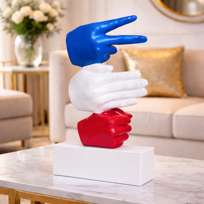 Modern Hand Gesture With White Base Sculpture | EnamorarDecor