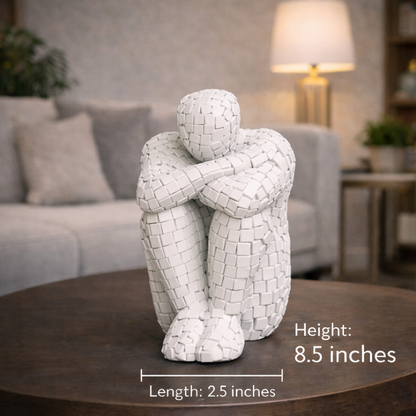 Luxury White Mosaic Thinking Man Abstract Statue | EnamorarDecor