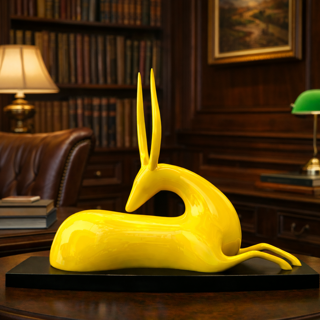 Luxury Yellow Big Deer Statement Decor | EnamorarDecor